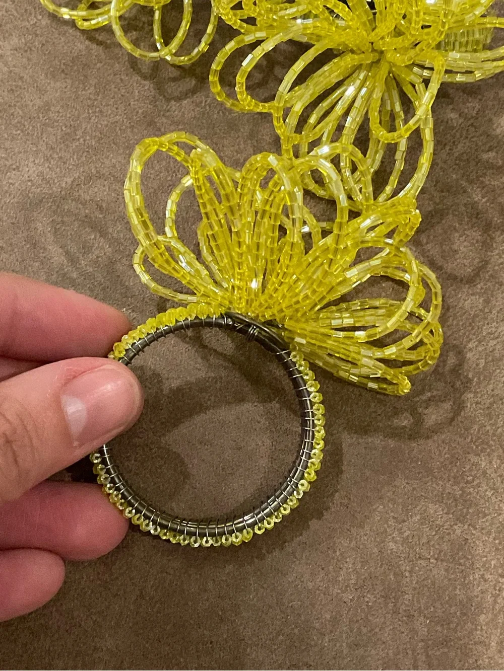 Pier 1 Yellow Beaded Shimmer Napkin Rings